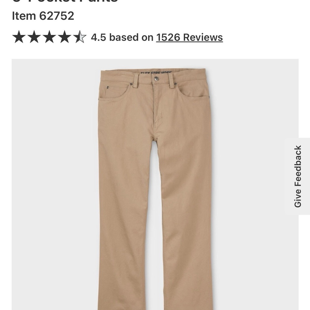 Duluth Trading Co Firehose relaxed fit 5 pocket pants Desert Khaki 34/32